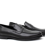 Mocassino con mascherina in vitello spazzolato nero  e fondo in cuoio 6834TNCUO 203 ROSSI 