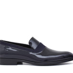Mocassino in vernice blu scuro con riporto in raso e fondo in cuoio 246VBLU 117 ROSSI 