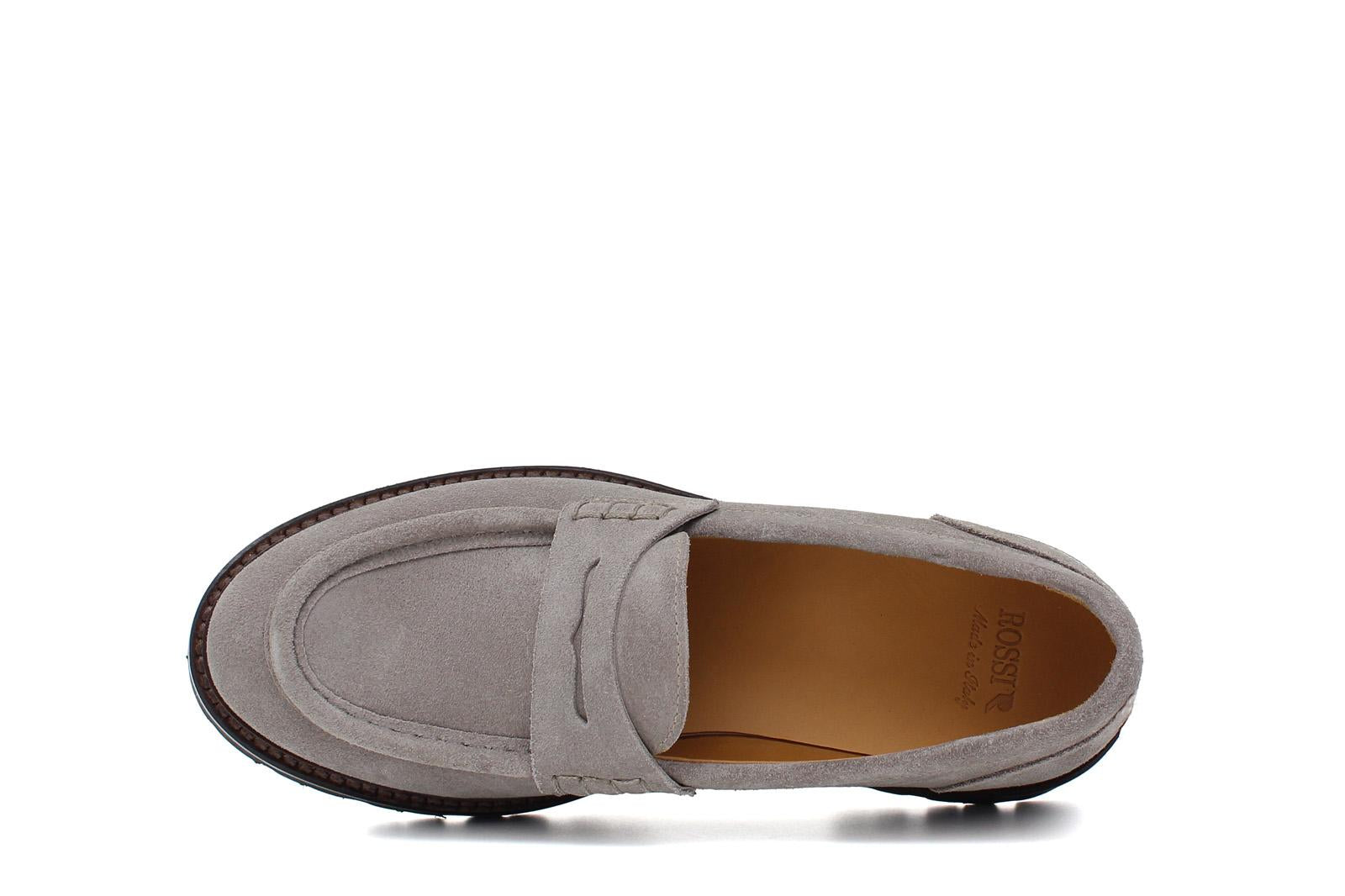 Mocassino donna stile ingegnere in suede color roccia e fondo in gomma leggera D212HSCLO 35 ROSSI 