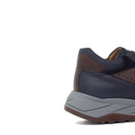 Sneakers in pelle blu con dettaglia testa di moro e riporto in camoscio blu con fondo vibram 800BBLU 391 ROSSI 