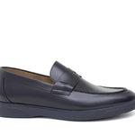 Mocassino in vitello sfoderato spazzolato blu con fondo gomma leggera 1076CBLU 72 ROSSI 
