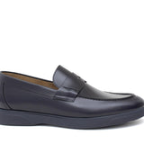 Mocassino in vitello sfoderato spazzolato blu con fondo gomma leggera 1076CBLU 72 ROSSI 