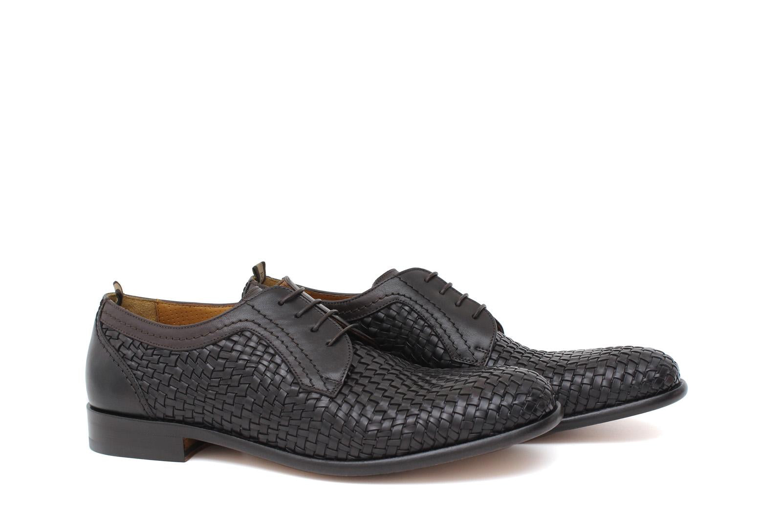 Derby in vitellino intrecciato color nero con fondo in cuoio cucito blake 8727VITM 192 ROSSI 