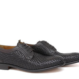Derby in vitellino intrecciato color nero con fondo in cuoio cucito blake 8727VITM 192 ROSSI 
