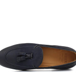 Mocassino con mappine in nabuk anticato color blu con fondo in gomma 8682GNBLU 6 ROSSI 