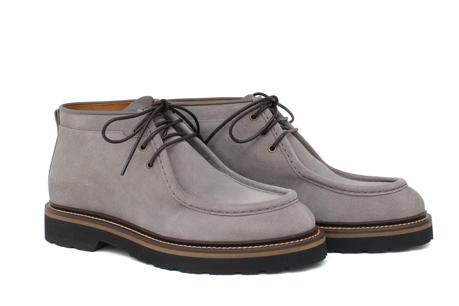 Polacchino stringato modello ingegnere in camoscio color roccia con fondo in gomma leggera 1253PCHSCLO 18 ROSSI 