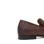 Mocassino in vitello intrecciato marrone sfumato, lavorazione a sacchetto e fondo in cuoio con antiscivolo 263VCCAS 1024 ROSSI 