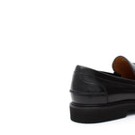 Mocassino College stile inglese in vitello spazzolato nero e fondo in gomma leggera 5316CALNE 143 ROSSI 