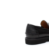 Mocassino College stile inglese in vitello spazzolato nero e fondo in gomma leggera 5316CALNE 143 ROSSI 