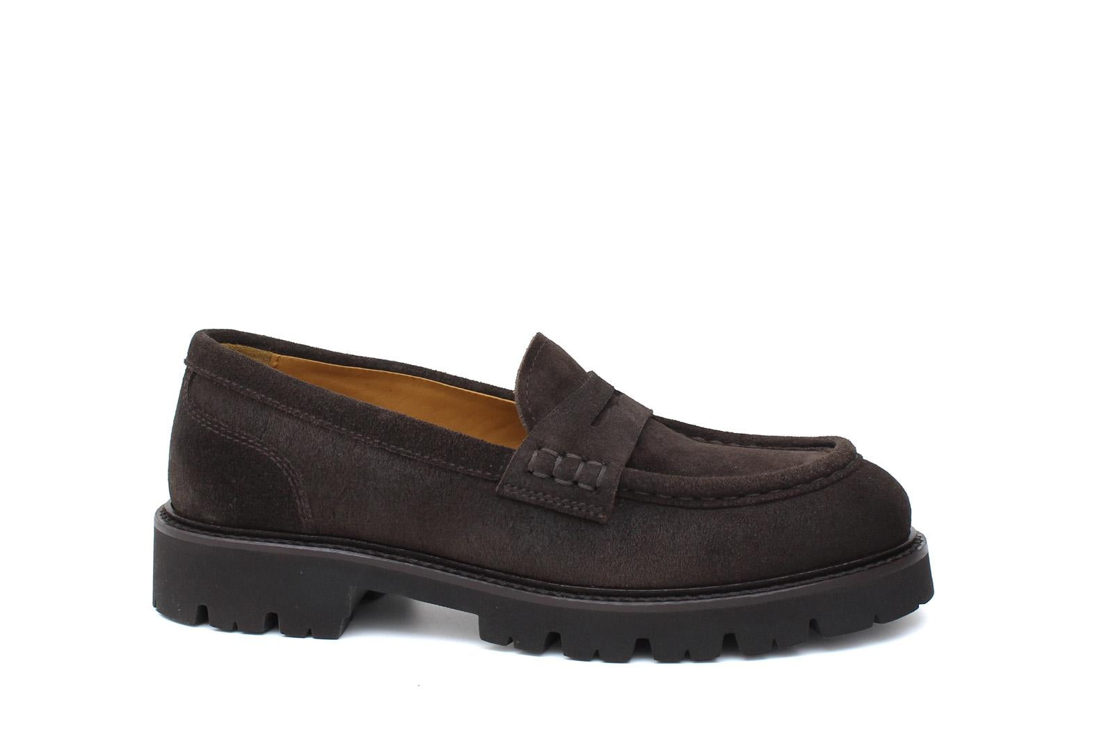 Mocassino donna stile ingegnere in suede testa di moro e fondo in gomma leggera D212HSMOD 11 ROSSI 