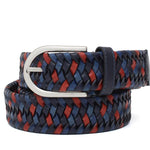 Cinta h 35 intreccio elasticizzato tricolore rosso/blu/azzurro con fibbia nikel satinato F0311NK5H5BLURO 96 ROSSI 