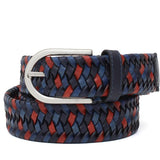 Cinta h 35 intreccio elasticizzato tricolore rosso/blu/azzurro con fibbia nikel satinato F0311NK5H5BLURO 96 ROSSI 