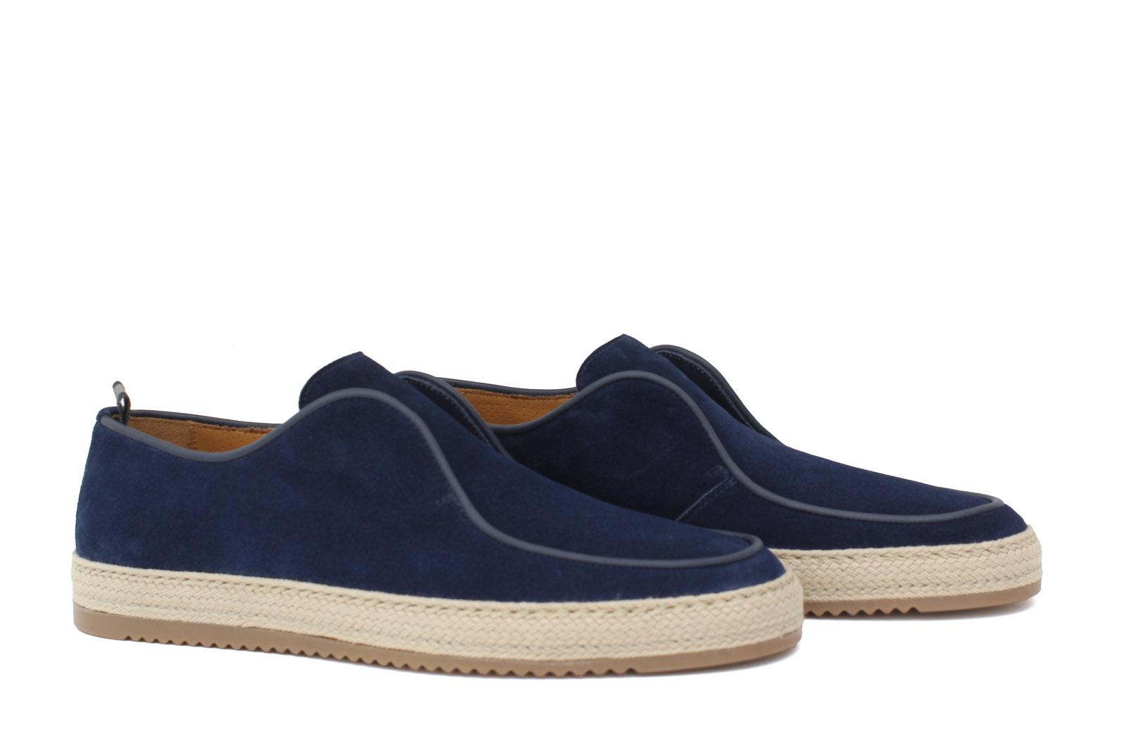 Slip on in camoscio color  navy con fondo in gomma intrecciato 1093FOLTR 629 ROSSI 