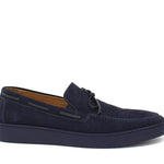 Slip on in camoscio blu con fondo in gomma cucito 649FLOBLU 201 ROSSI 