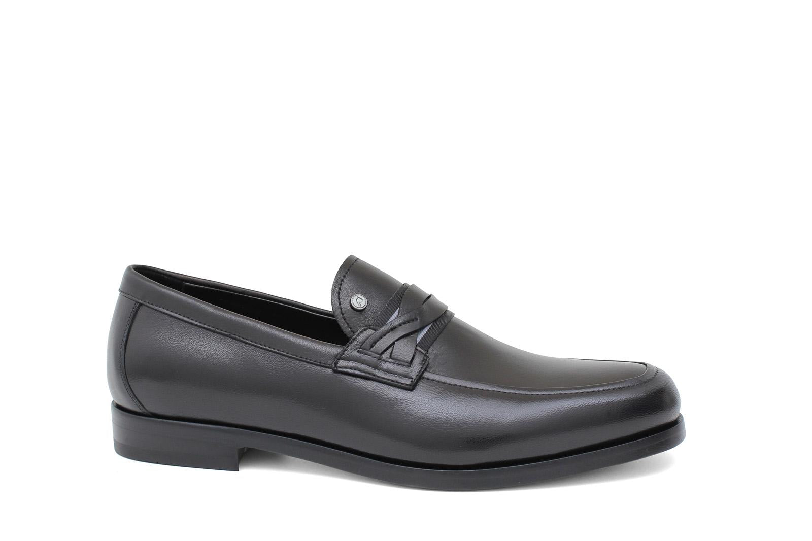 Mocassino in pelle nappa nero con fondo in cuoio antiscivolo cucito blake 1858NAPN 144 ROSSI 