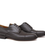 Derby con puntalino in vitellino morbido color testa di moro con fondo cuoio antiscivolo cucito blake 212LTM 426  UN ROSSI 