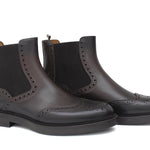 Stivaletto con elastico stile inglese in vitello anticato testa di moro e fondo in gomma 166PRBOSTM 392 ROSSI 