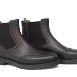 Stivaletto con elastico stile inglese in vitello anticato testa di moro e fondo in gomma 166PRBOSTM 392 ROSSI 
