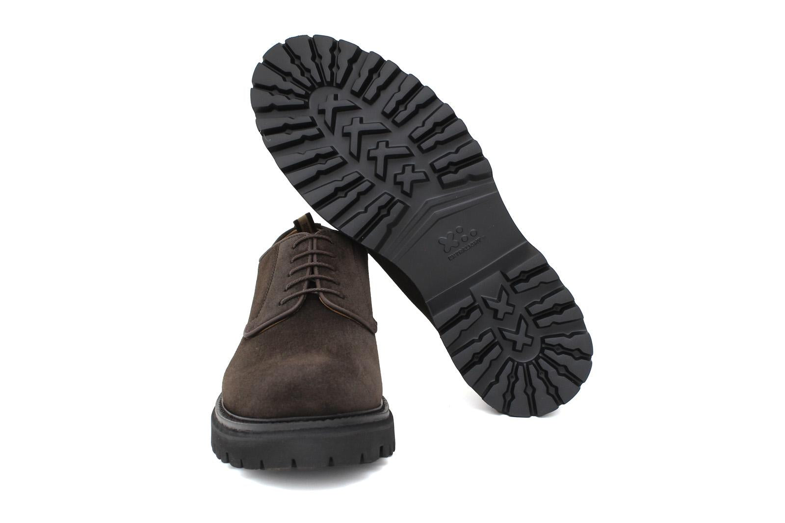 Derby in suede testa di moro con fondo in gomma roccia leggera 9265HSMO 371 ROSSI 