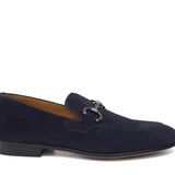 Mocassino con accessorio a sacchetto intero in camoscio blu con fondo cuoio antiscivolo 269FLOBLU 367 ROSSI 