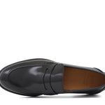 Mocassino sfoderato in vitello spazzolato nero  con fondo in cuoio antiscivolo cucito blake 7635CNE 502 ROSSI 