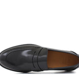 Mocassino sfoderato in vitello spazzolato nero  con fondo in cuoio antiscivolo cucito blake 7635CNE 502 ROSSI 
