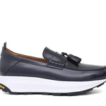 Mocassino con mappine  sportivo in vitello spazzolato blu con fondo vibram leggero 276CALB 456 ROSSI 