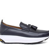 Mocassino con mappine  sportivo in vitello spazzolato blu con fondo vibram leggero 276CALB 456 ROSSI 
