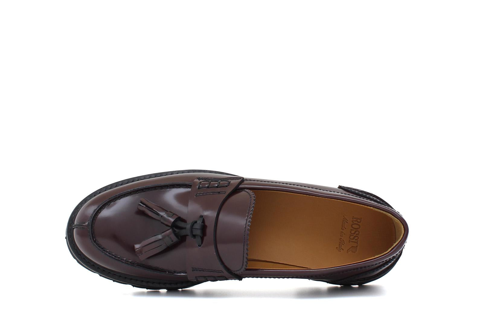 College donna stile inglese in vitello spazzolato bordò  con fondo in gomma leggera D202RCBOR 36 ROSSI 