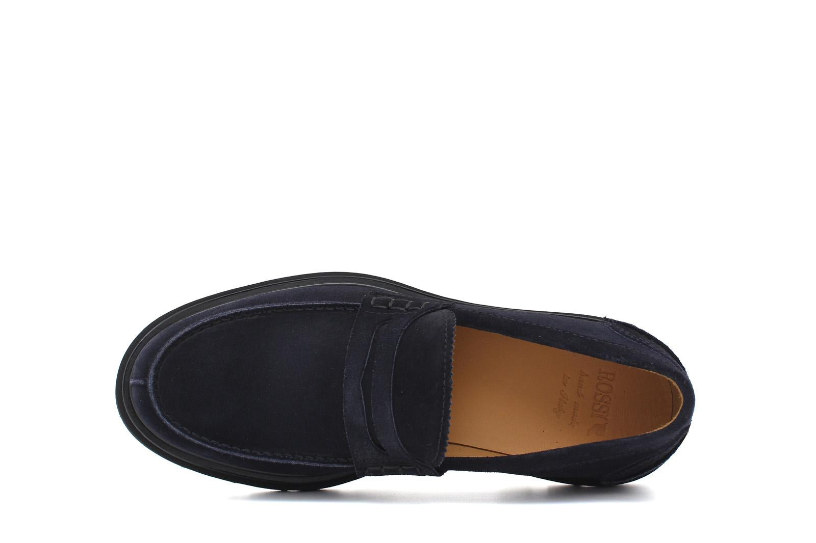 Mocassino College  in camoscio blu e fondo in gomma leggera 5316RHSBLU 45 ROSSI 