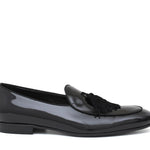 Pantofola con mappine in vernice nero con fondo iin cuoio 6604VNER 412 ROSSI 