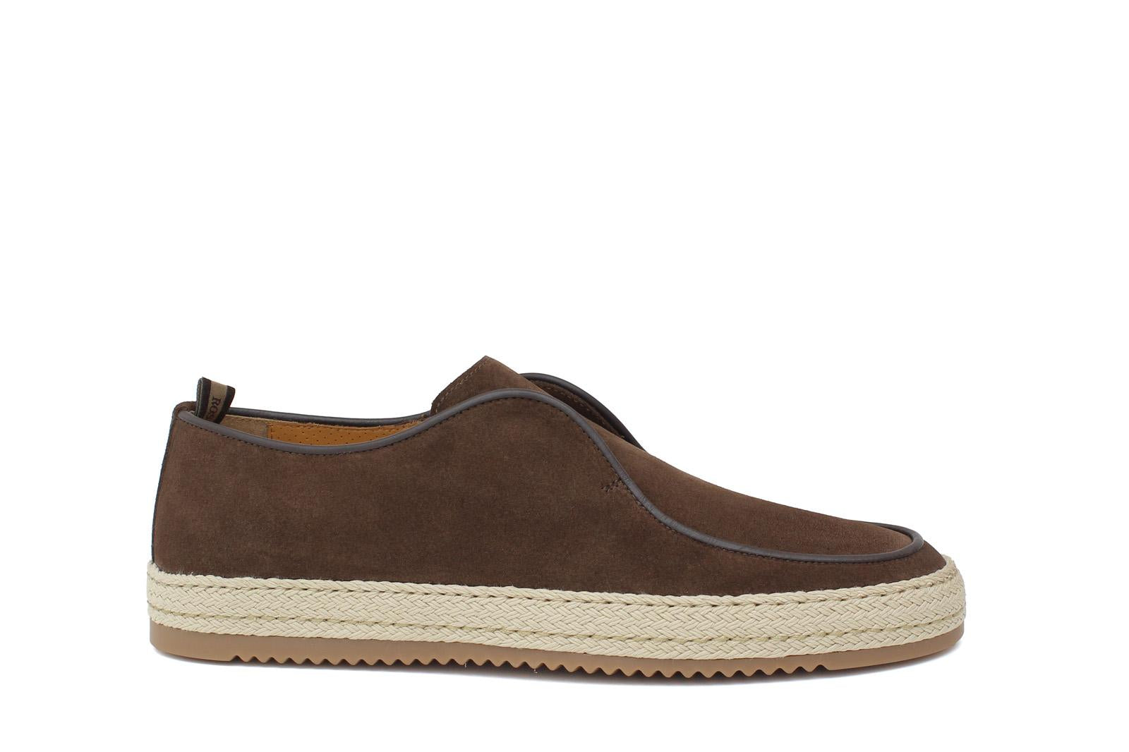 Slip on in camoscio color marrone con fondo in gomma intrecciato 1093FMUST 632 ROSSI 
