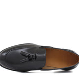 Mocassino sfoderato con mappine in vitello spazzolato nero con fondo in cuoio antiscivolo cucito blake 7637CN 1056 ROSSI 