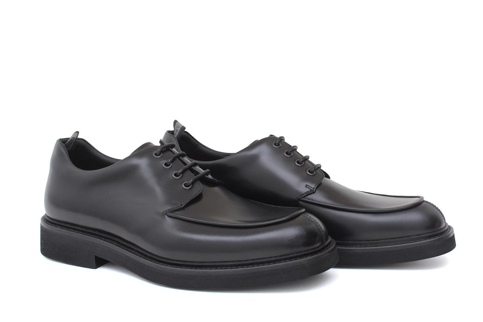 Derby in vitello spazzolato nero con fondo in gomma leggera 1203GCALN 386 ROSSI 