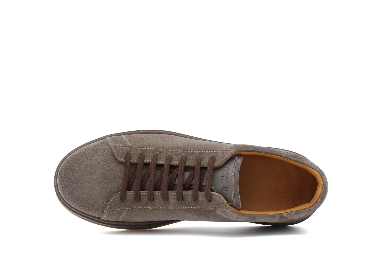 Sneaker stringata in suede fango con fondo in gomma tricolore 1043LHSBI 105 ROSSI 