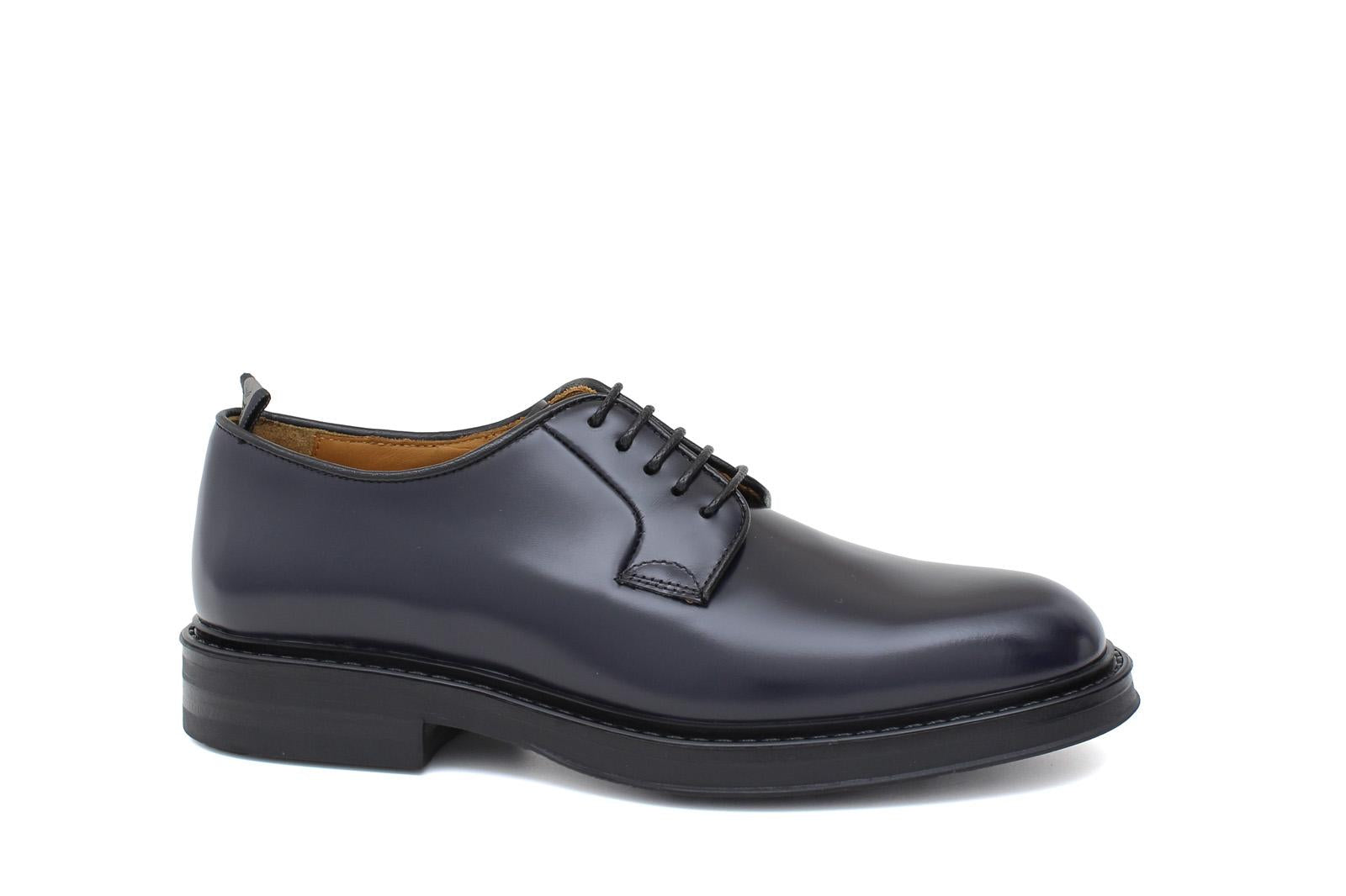 Derby donna in vitello spazzolato blu con fondo in gomma cucito D218CALB 17 ROSSI 