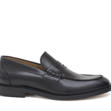 Mocassino college in vitello spazzolato sfoderato nero con fondo cuoio antiscivolo 1417CHEN 433 ROSSI 