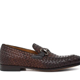 Mocassino lavorazione a sacchetto intero in vitello intrecciato marrone con fondo in cuoio antiscivolo cucito blake 268VCCA 353 ROSSI 