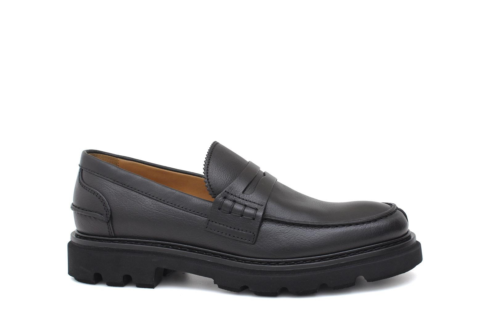 Mocassino College  in bufalo  nero e fondo in gomma leggera 5316RBUFN 416 ROSSI 