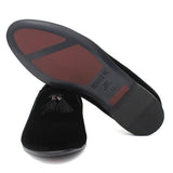 Pantofola con mappine in velluto nero con fondo cuoio antiscivolo 225DRANER 154 ROSSI 