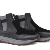 Sneakers modello beatles con elastico bicolore in bufalo e camoscio nero con fondo vibram 861PBUFN 1045 ROSSI 