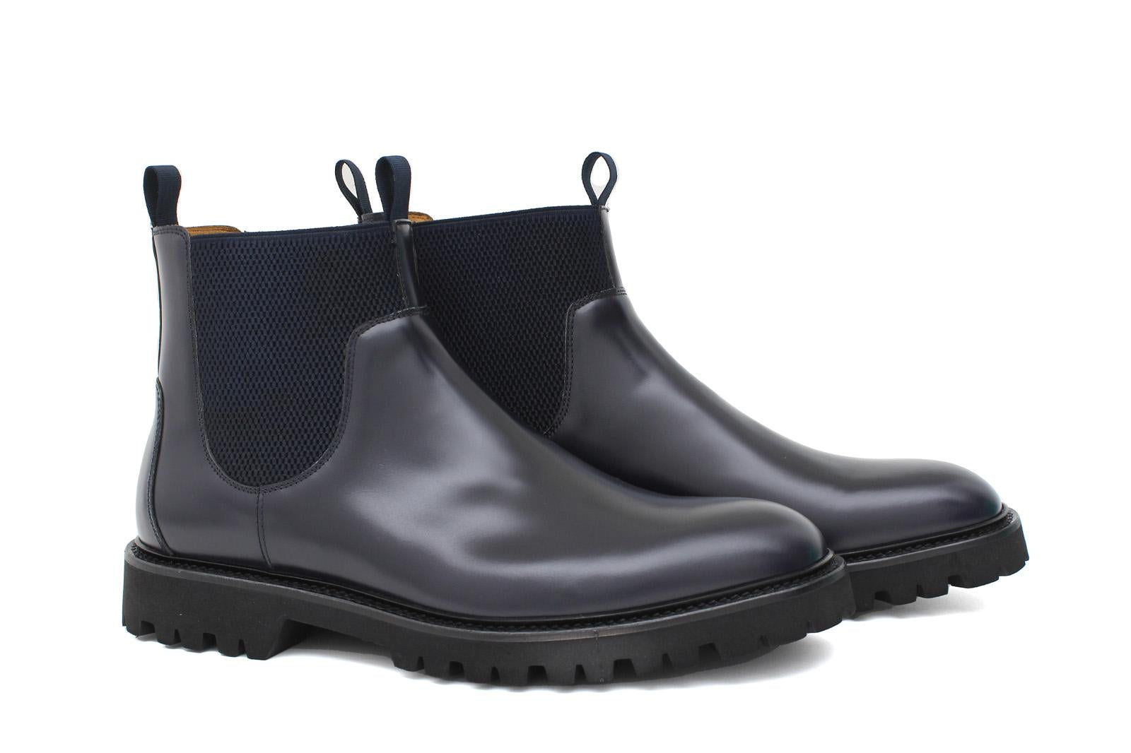 Stivaletto modello beatles in vitello spazzolato semilucido blu con fondo in gomma leggera 457PCALB 974 ROSSI 