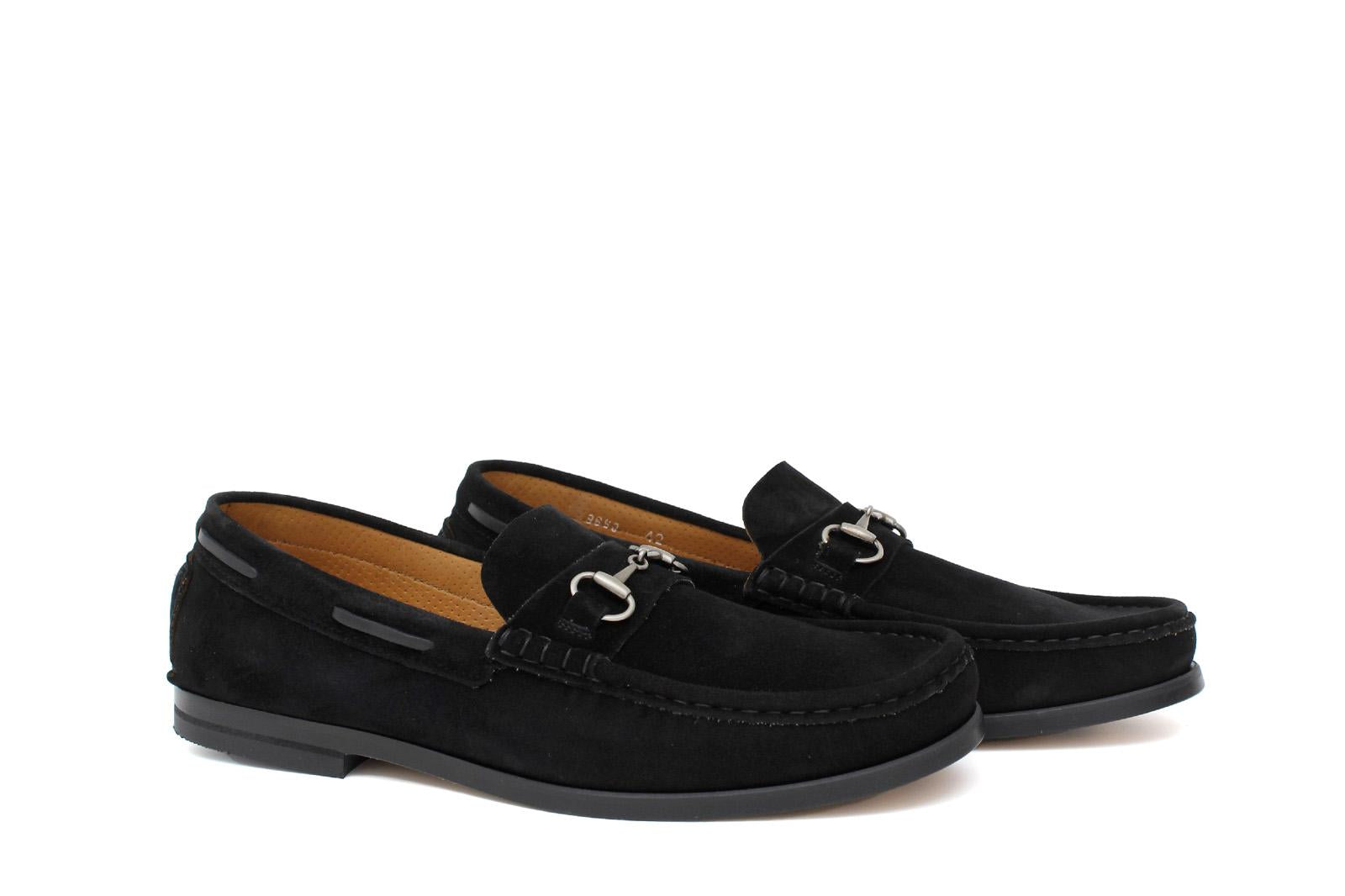 Mocassino tubolare in camoscio nero con fondo in cuoio antiscivolo cucito blake 9660CFLNE 30 ROSSI 