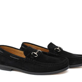 Mocassino tubolare in camoscio nero con fondo in cuoio antiscivolo cucito blake 9660CFLNE 30 ROSSI 