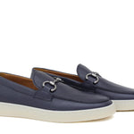 Slip-on con accessorio in vitello bottalato navy con fondo in gomma cucito 646VBNAV 1131 ROSSI 