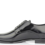 Derby in vitello spazzolato nero con fondo in cuoio 4717TINER 91  UN ROSSI 