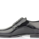 Derby in vitello spazzolato nero con fondo in cuoio 4717TINER 91  UN ROSSI 