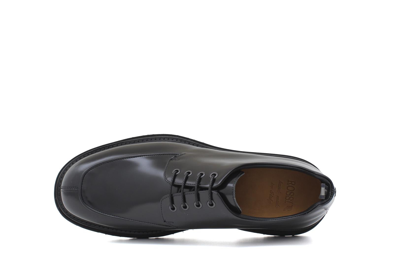 Derby in vitello spazzolato nero con fondo in gomma leggera 1203CALFN 607 ROSSI 