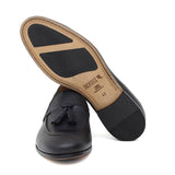 Mocassino con mappine a sacchetto intero in vitello naturale blu con fondo cuoio antiscivolo cucito 8683MADBLU 1029 ROSSI 