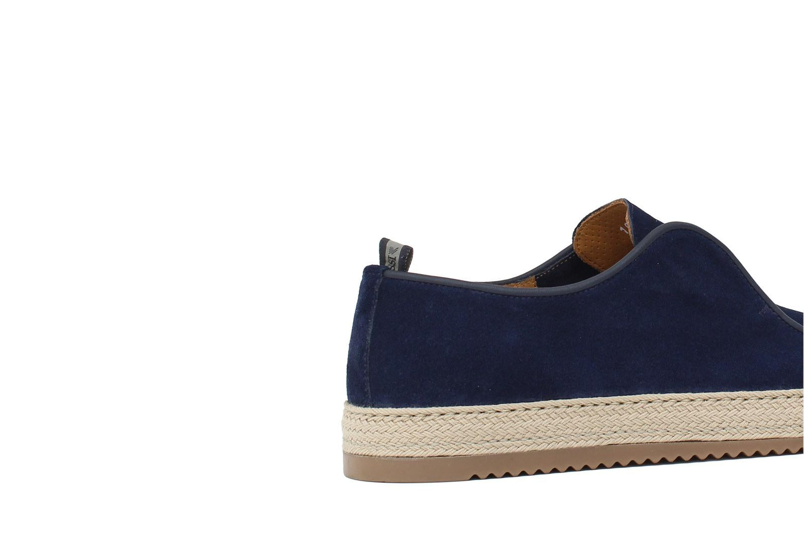 Slip on in camoscio color  navy con fondo in gomma intrecciato 1093FOLTR 629 ROSSI 